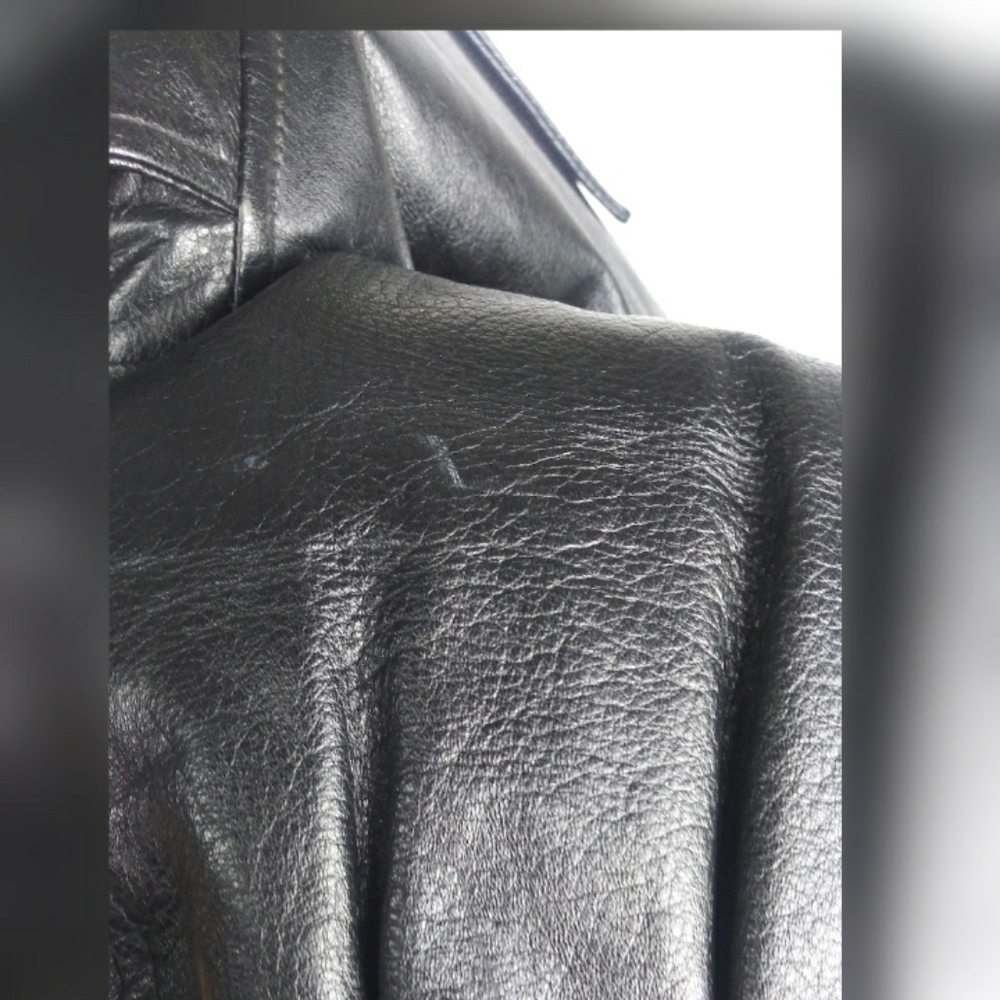 Guess black genuine leather zip up jacket - Picture 8 of 8